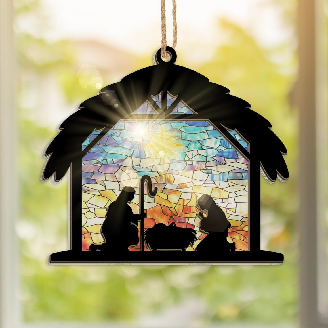 Nativity Scene Suncatcher Ornaments, Religious Christmas Decorations, Christmas Ornaments